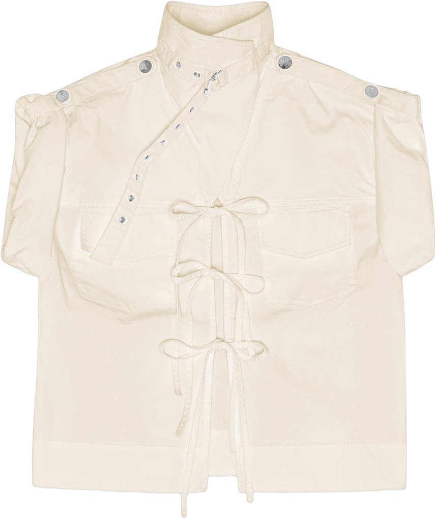 Stretch Cotton Cowl Neck Blouse