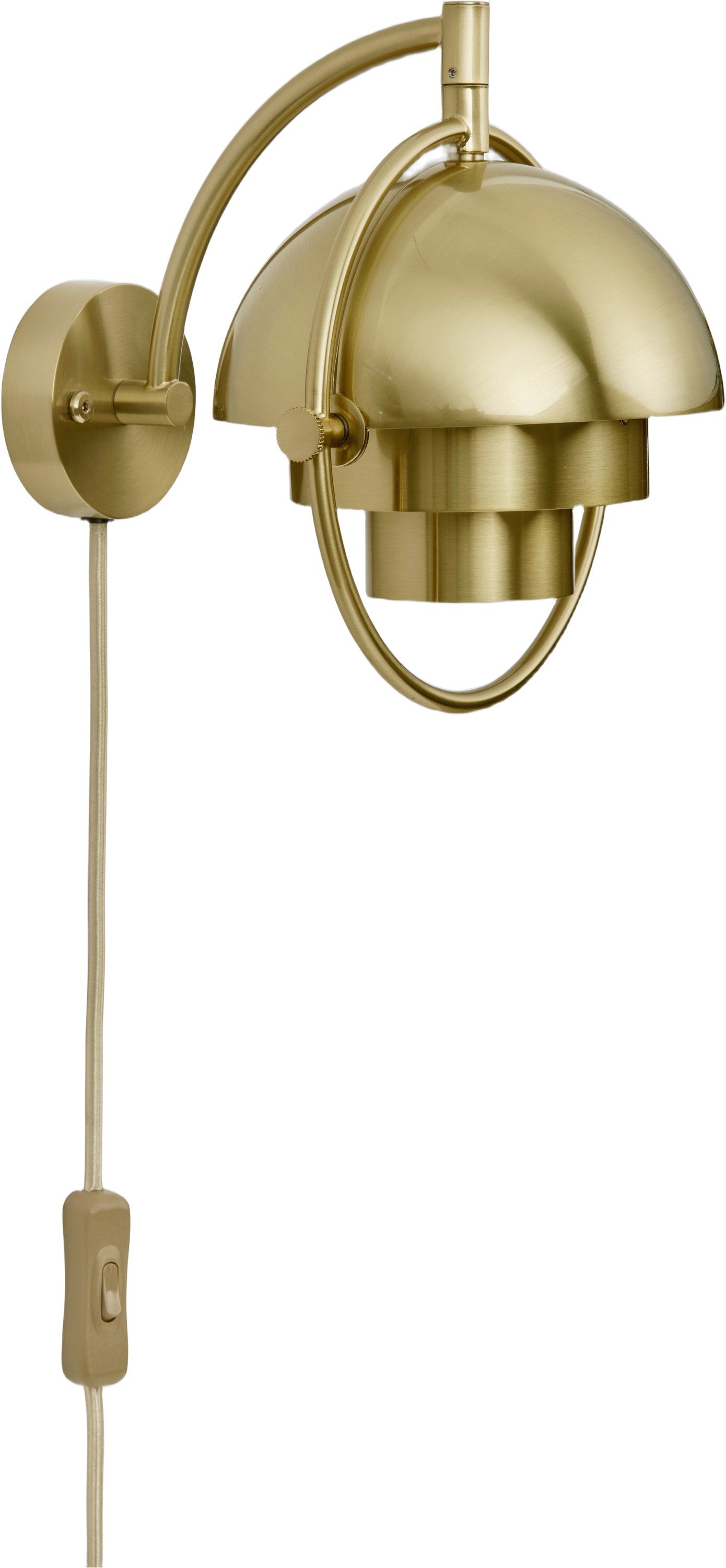 Multilite Wall Lamp, EU Base: Brass, Shade: Brass Shiny