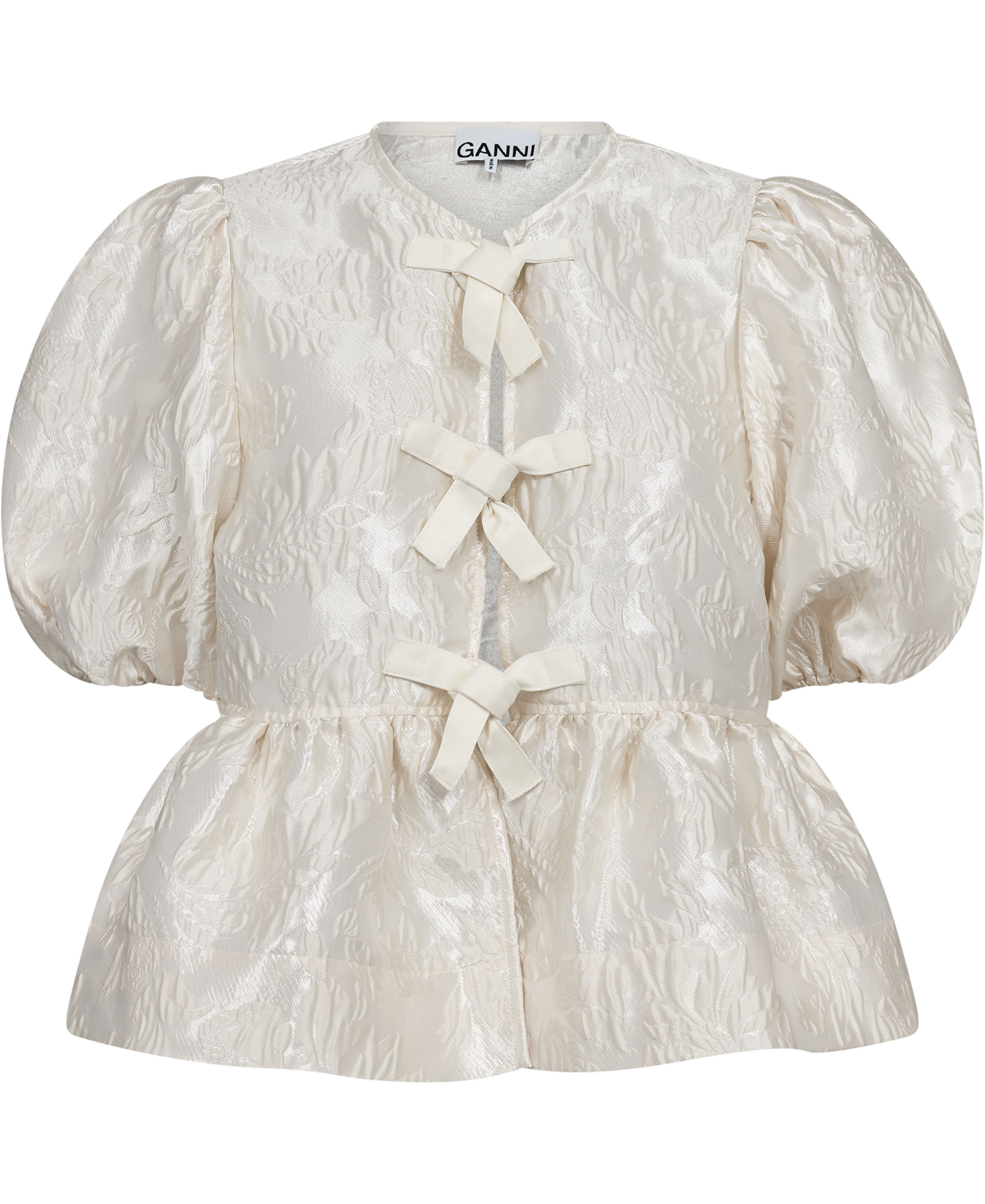 Satin Cloque Peplum Blouse