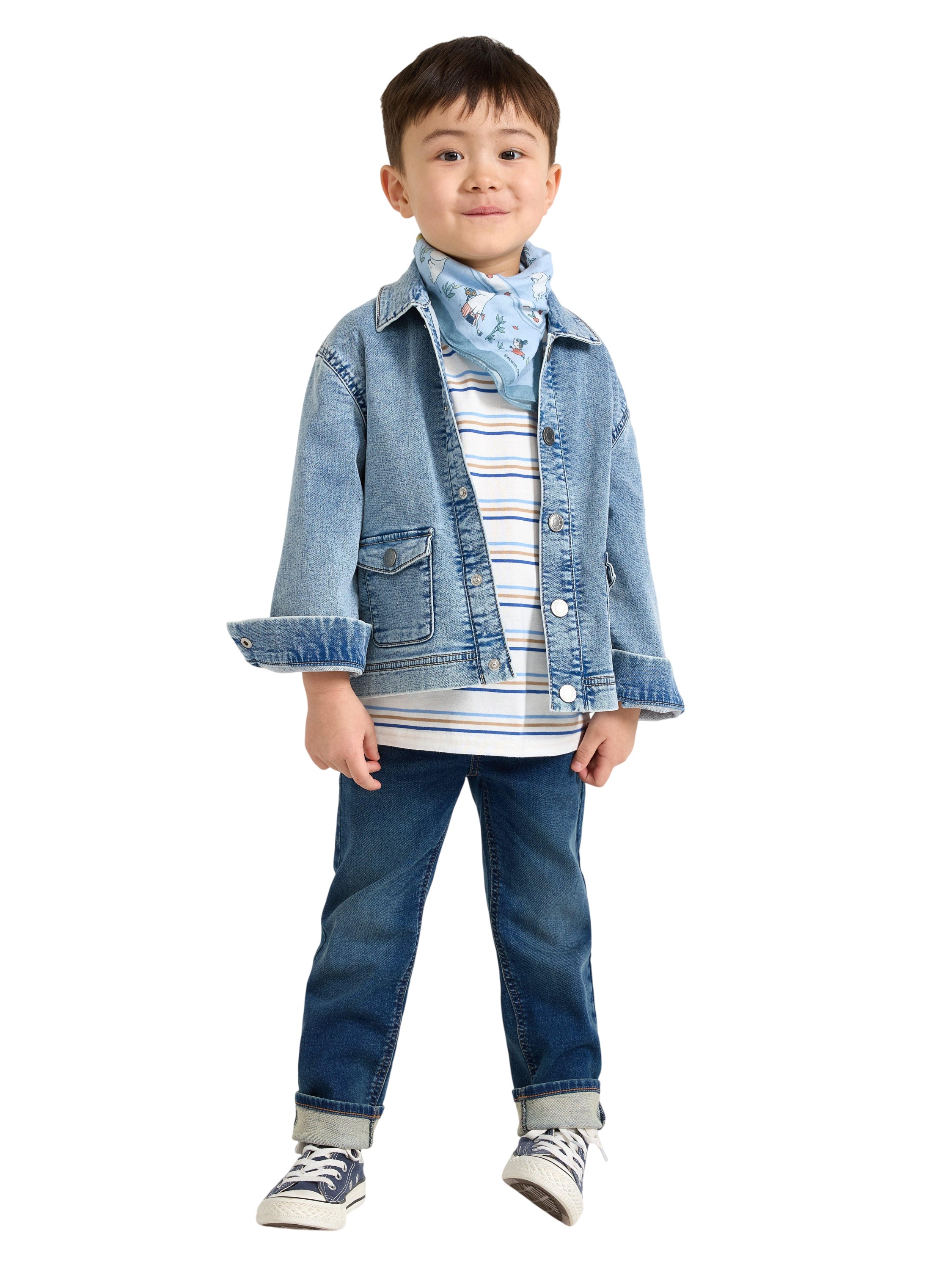 Jakke i Denimjersey med Avslappet p