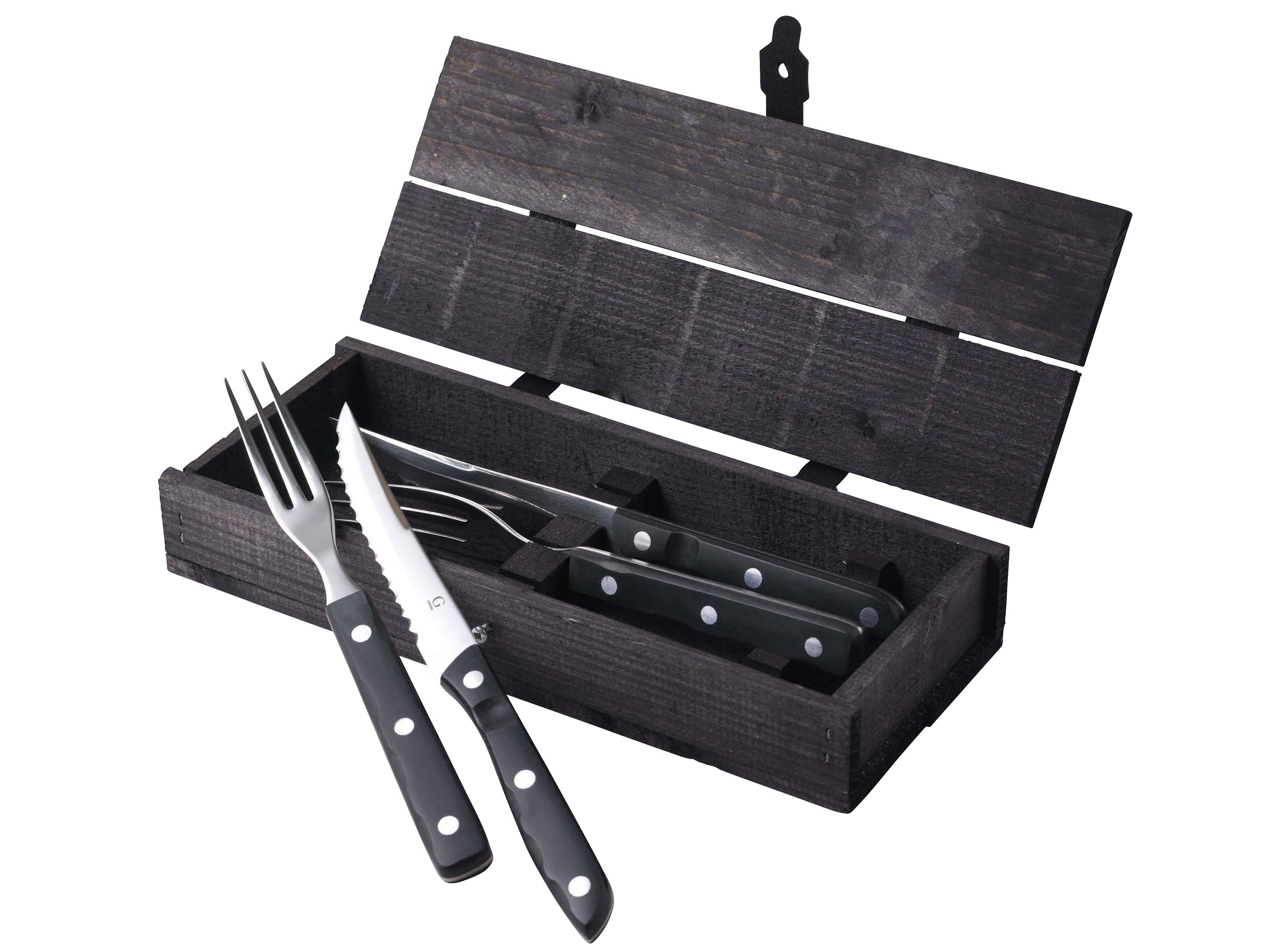 Steakbestik/grillbestik Old Farmer Black 4 Dele Sort/stål