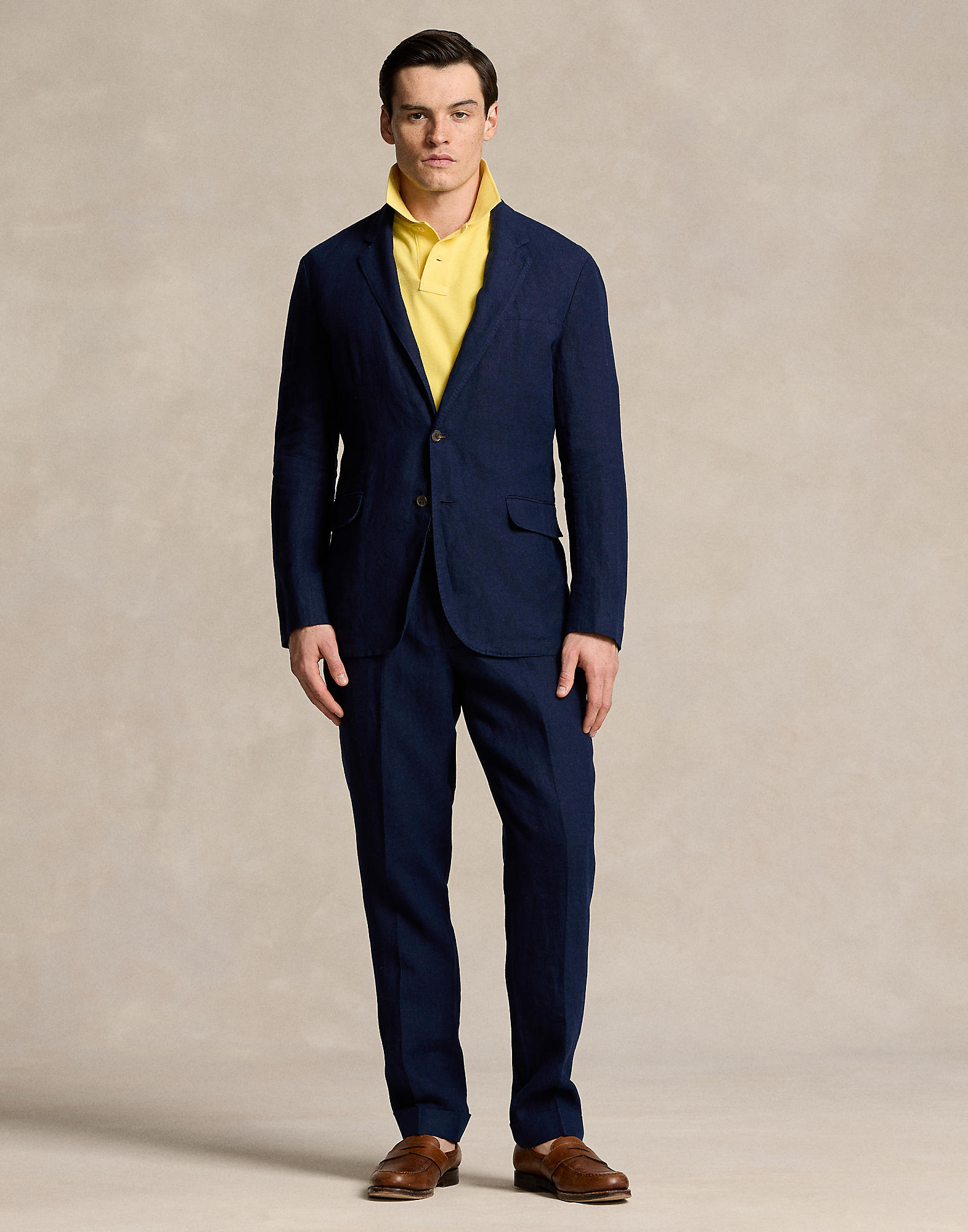 Solid Linenpolo Blhe