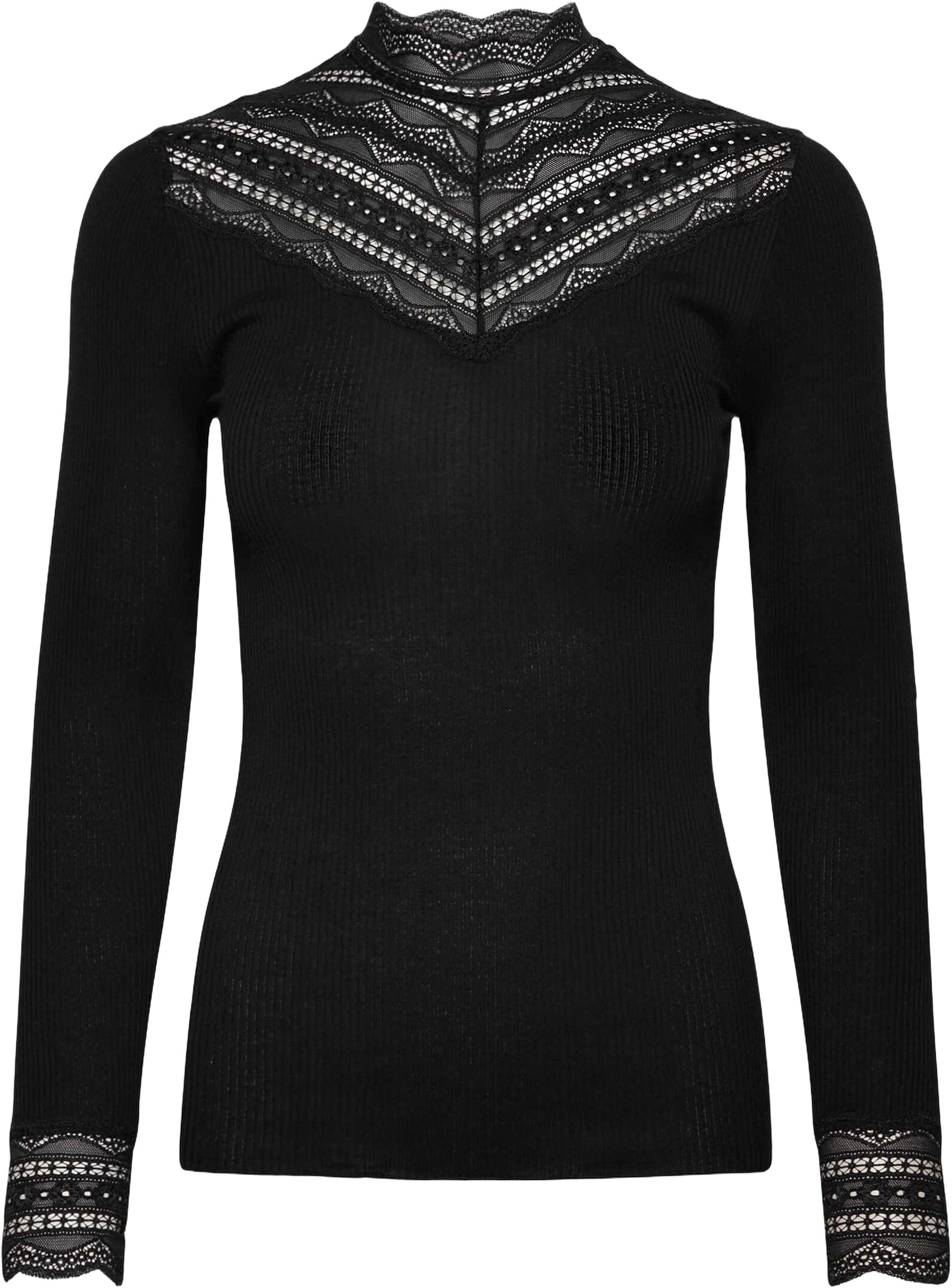 Rwbenita Silk LS Lace Tneck T-shirt