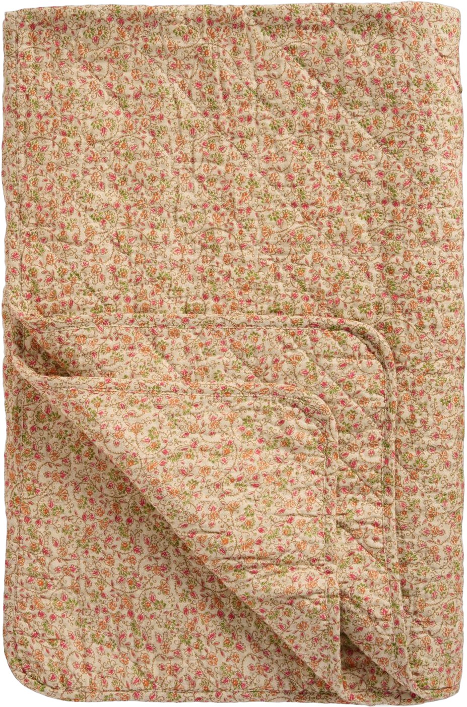 Quilt M/røde, Grønne og Orange Blomsterranker