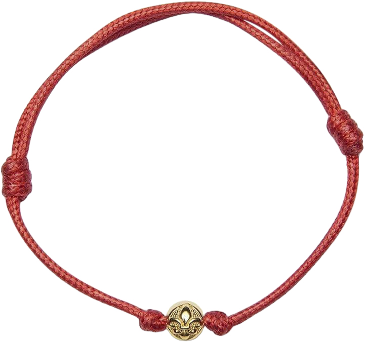 Men's Red String Bracelet With Gold