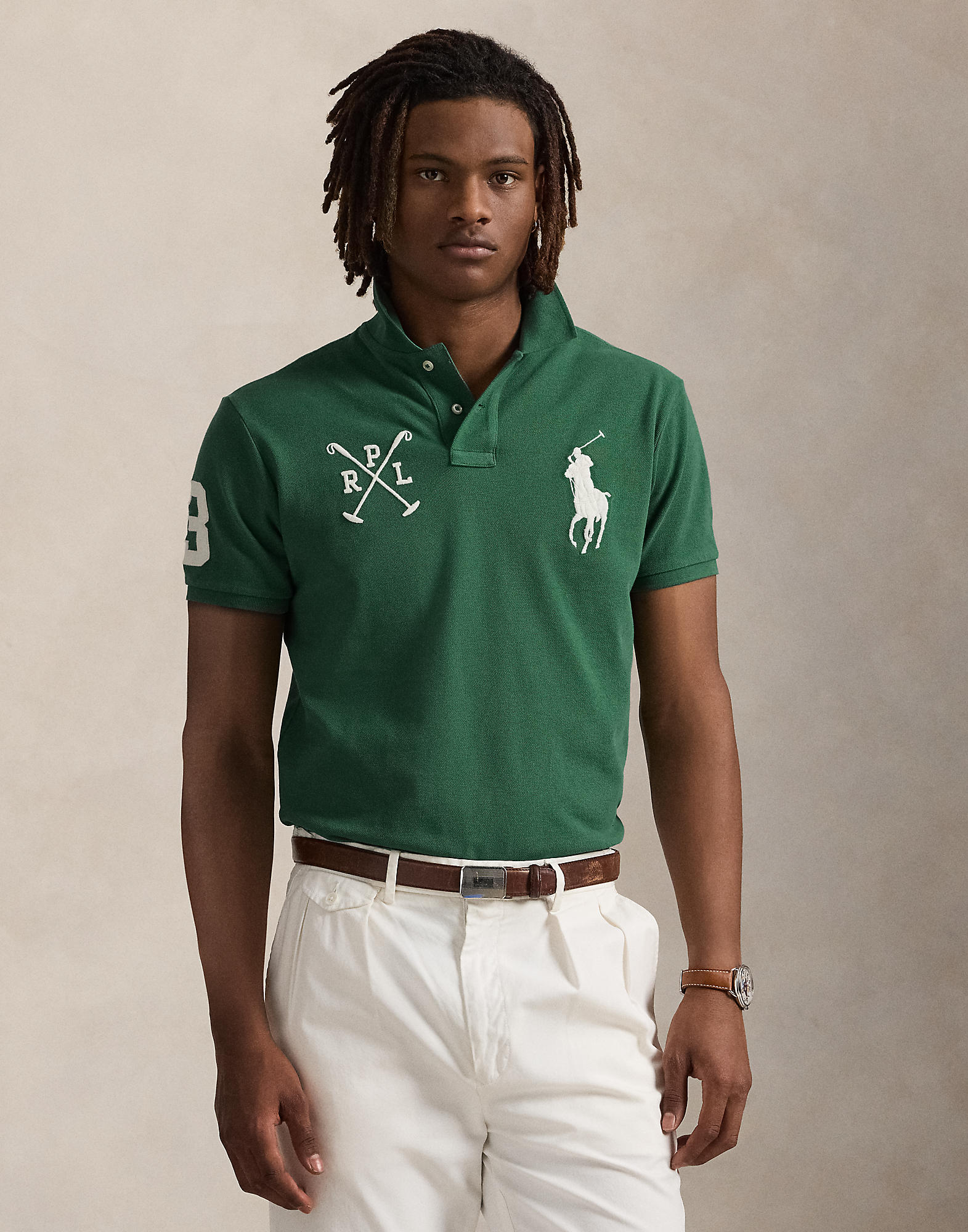 Custom Slim Fit Big Pony Mesh Polo Shirt