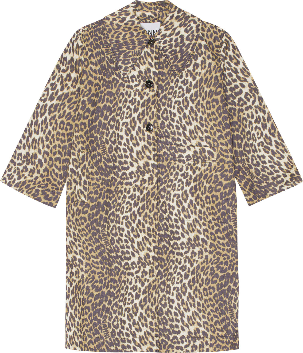 Leopard Printed Canvas Frakke