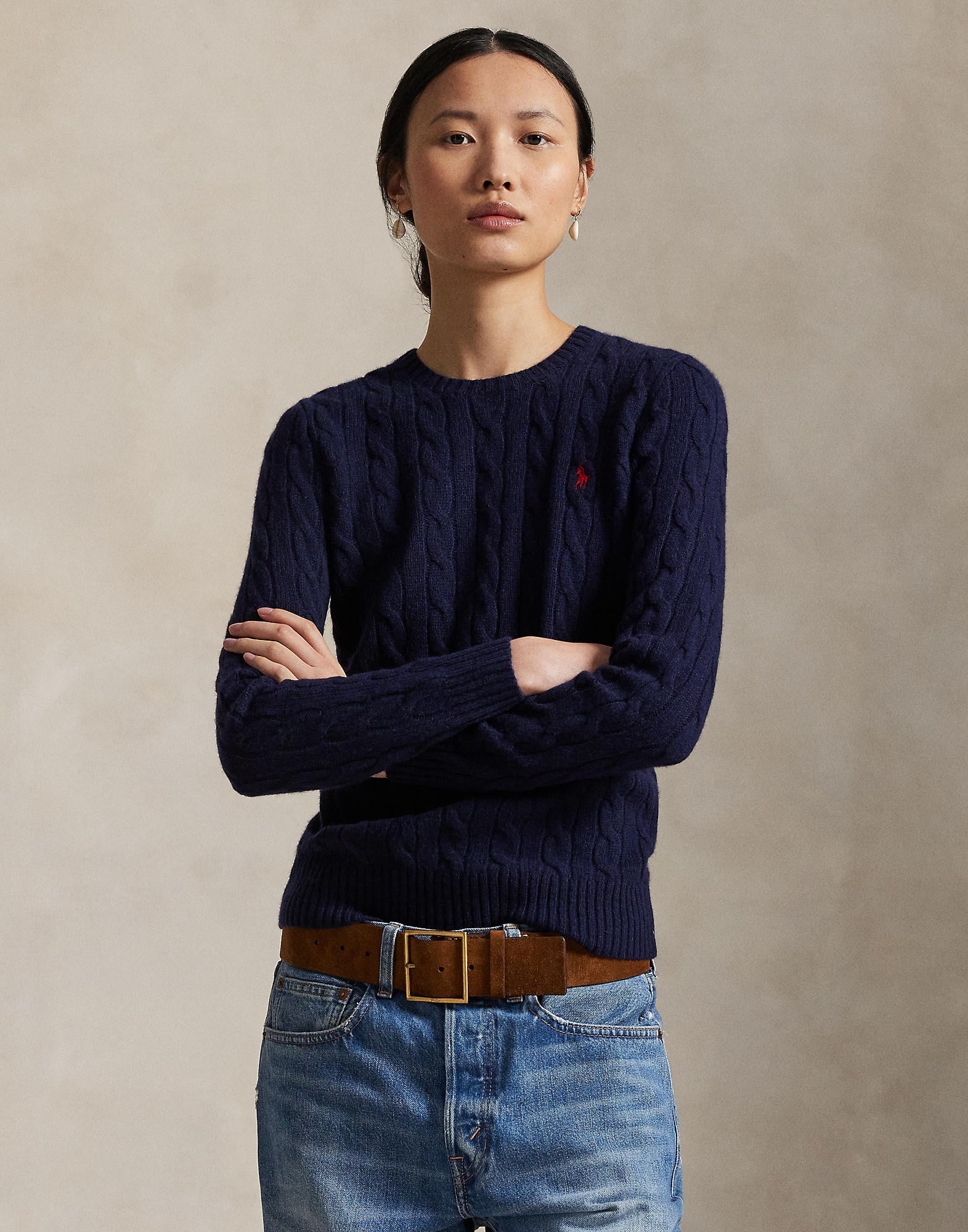 Cable Woolcashmere Crewneck Sweater