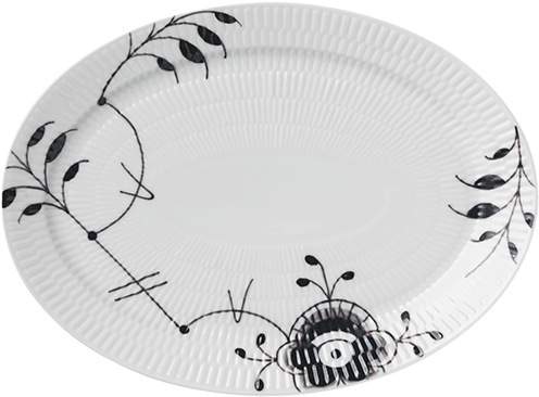 Sort Mega Riflet 28 Cm. Oval Tallerken