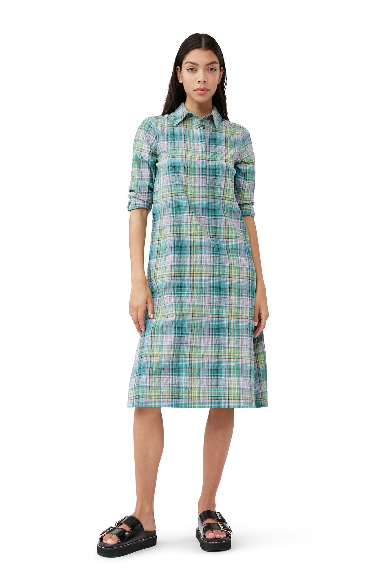 Seersucker Check Shirt Kjole