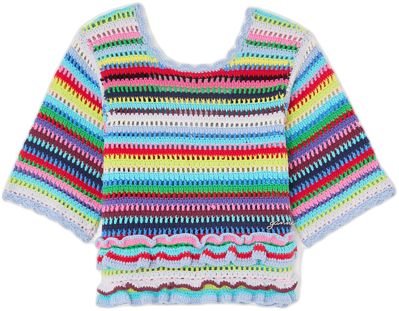 Cotton Crochet Multistripe Top