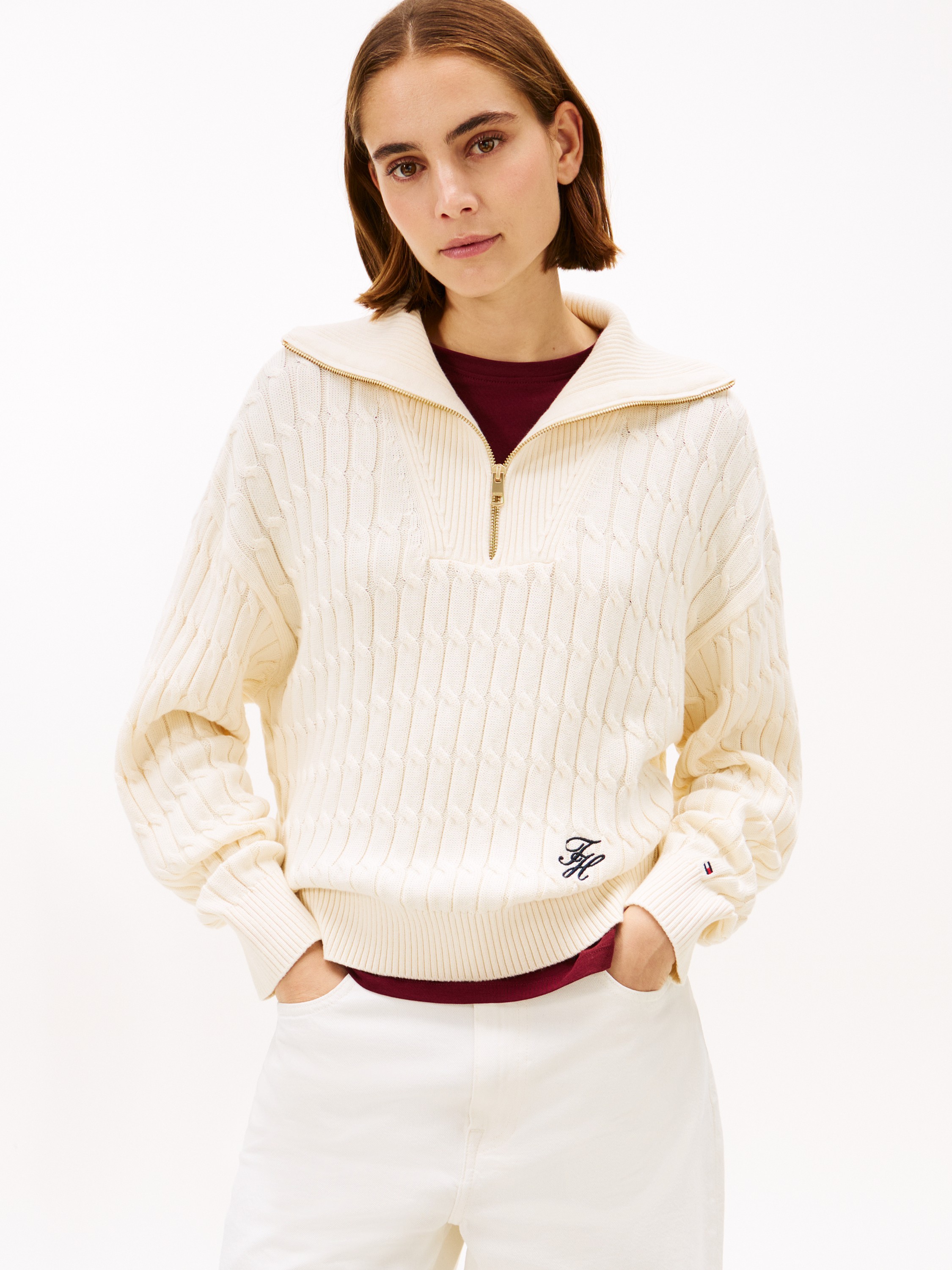 Relaxed Cable Knit Halfzip Jumper - DKK 979 - Spar 30%