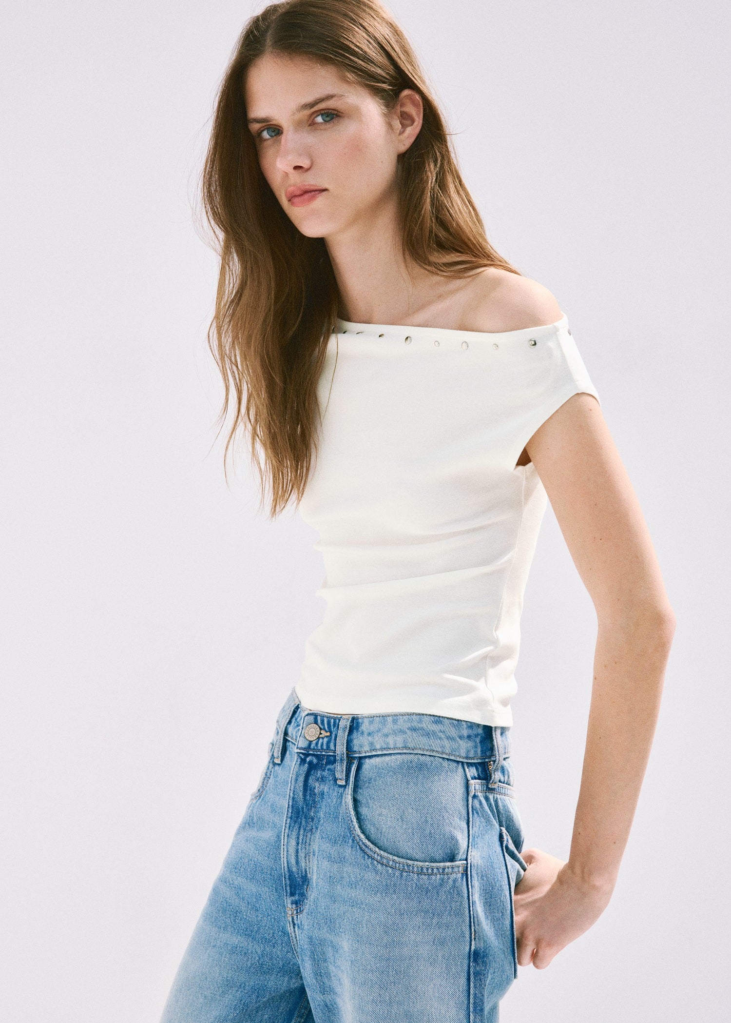Asymmetric Studded Tshirt