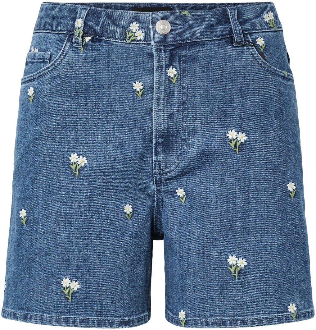 Pcflora HW Denim EMB Shorts Noos