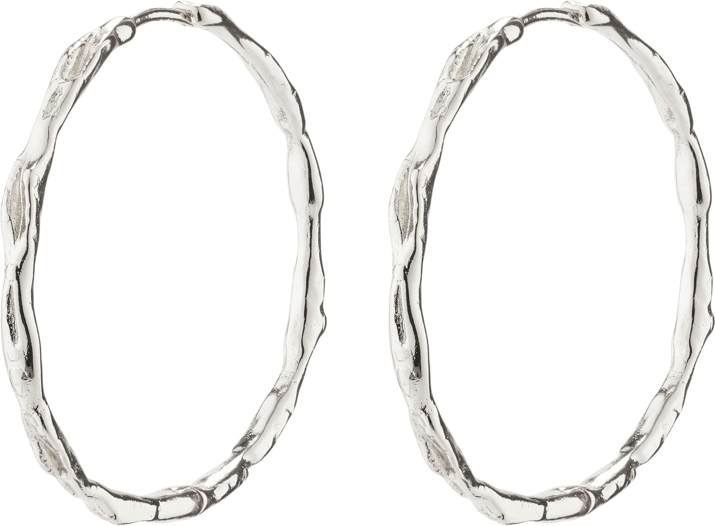 Eddy Recycled Organic Shaped Maxi Hoops Silverplated