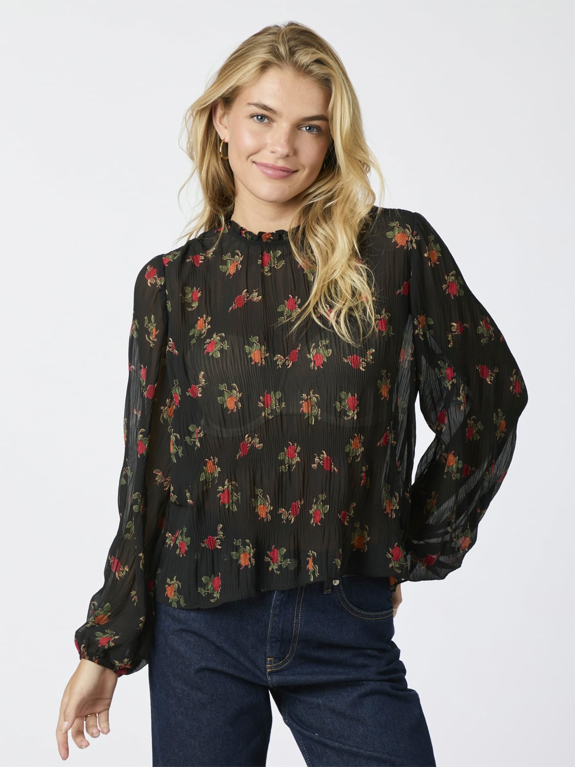 Lovise PlissÃ© Flower Blouse