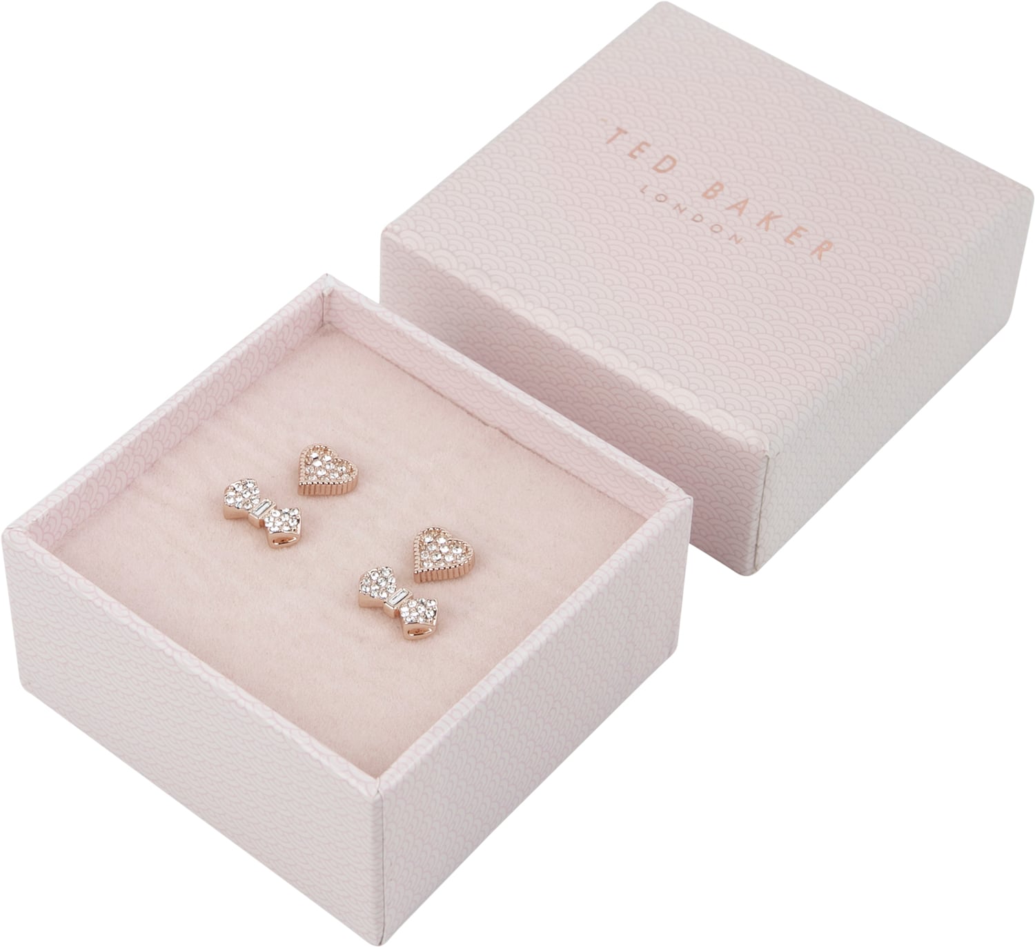 Texha: Pave Heart/bow Earring Gift