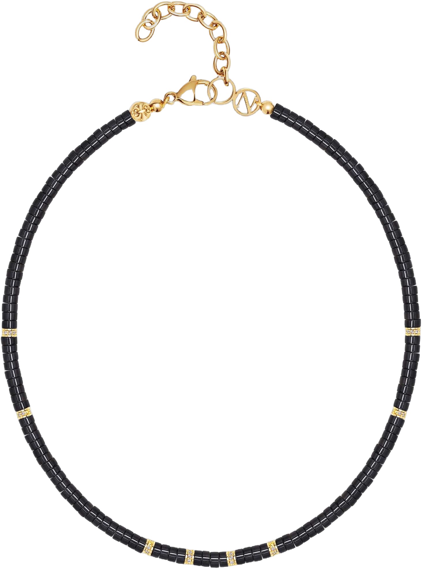 Women’s Heishi Black Onyx Choker With Gold