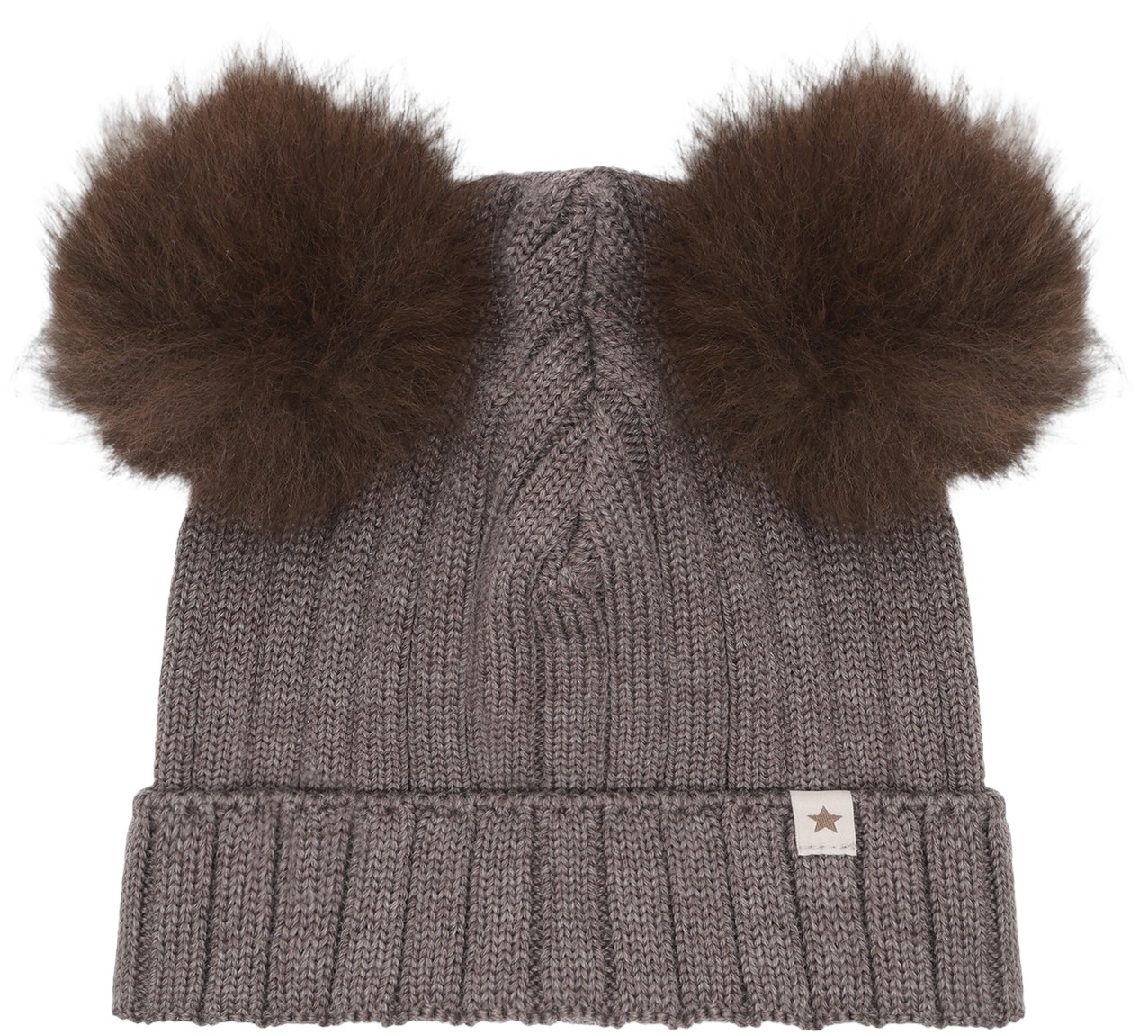 Hat Knit Alpaca Pompoms