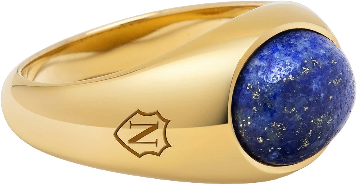 Gold Oval Signet Ring With Blue Lapis