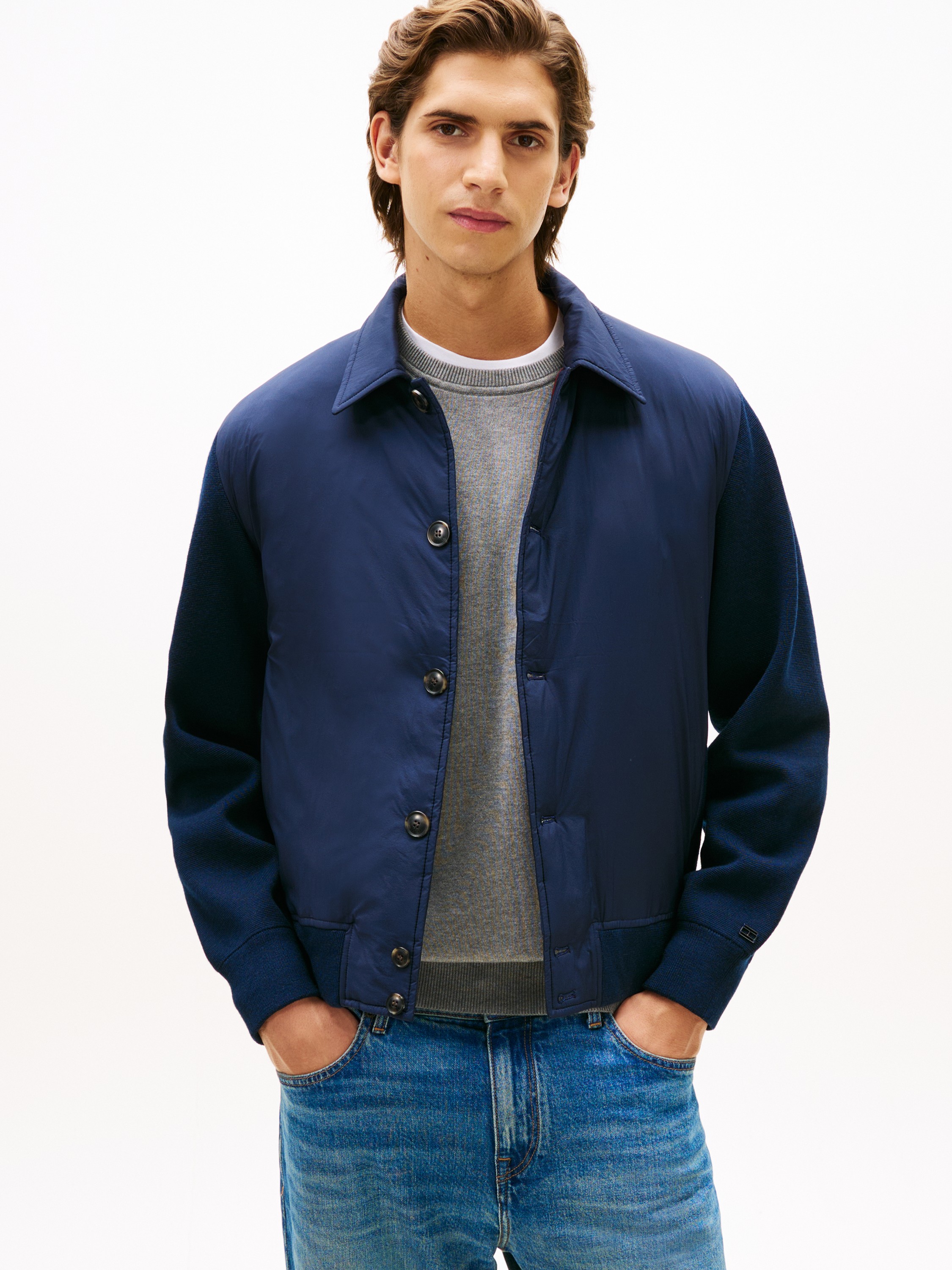 Smart Casual Mixed Texture Relaxed Jacket