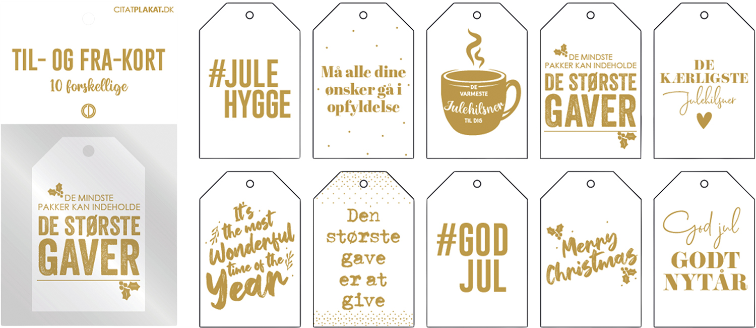 Guld ‘Til og Fra-kort’-pakke 10 Forskellige