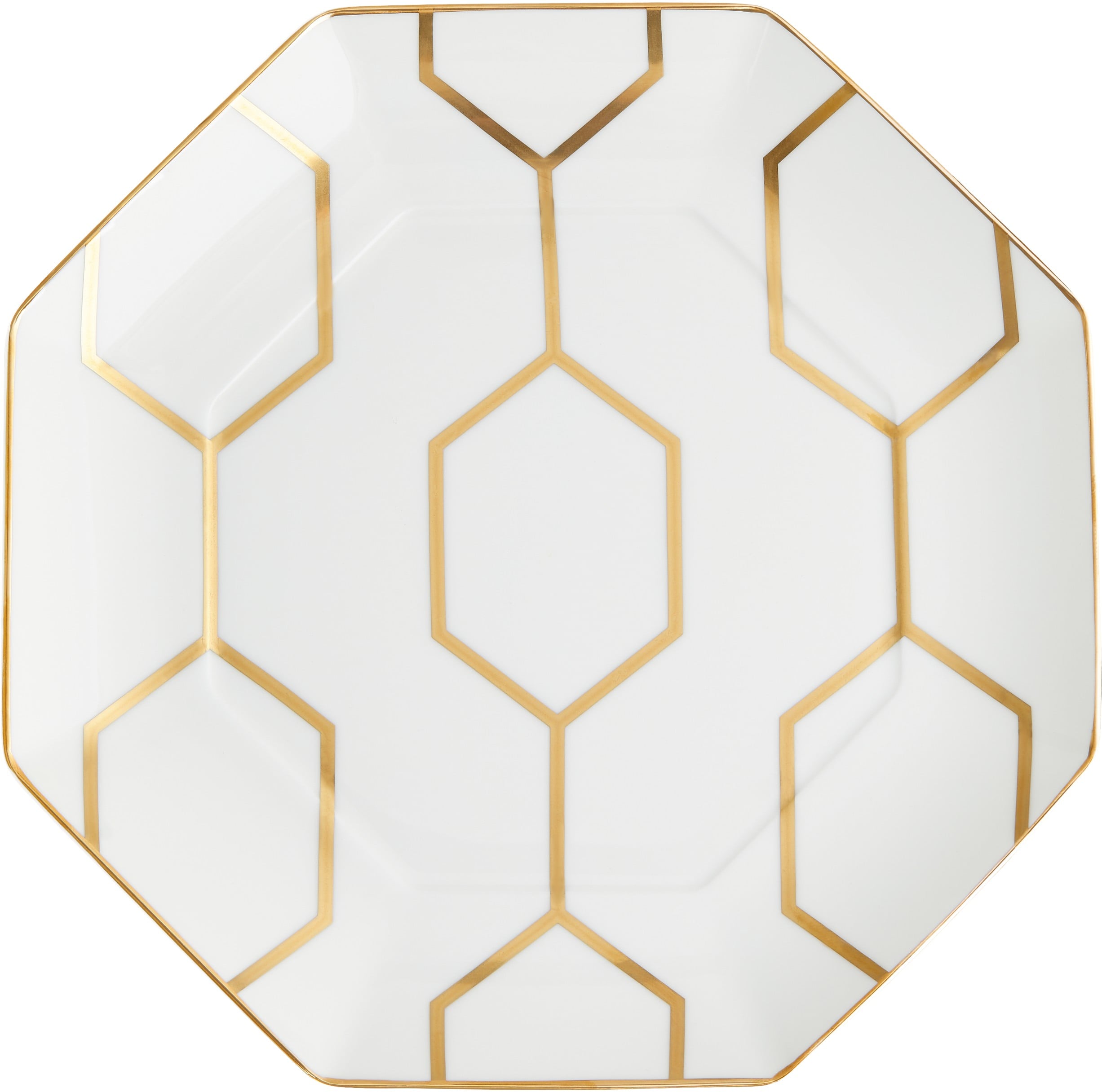 Giogld Plate Octagonal 23. 4cm 9. 2in WH