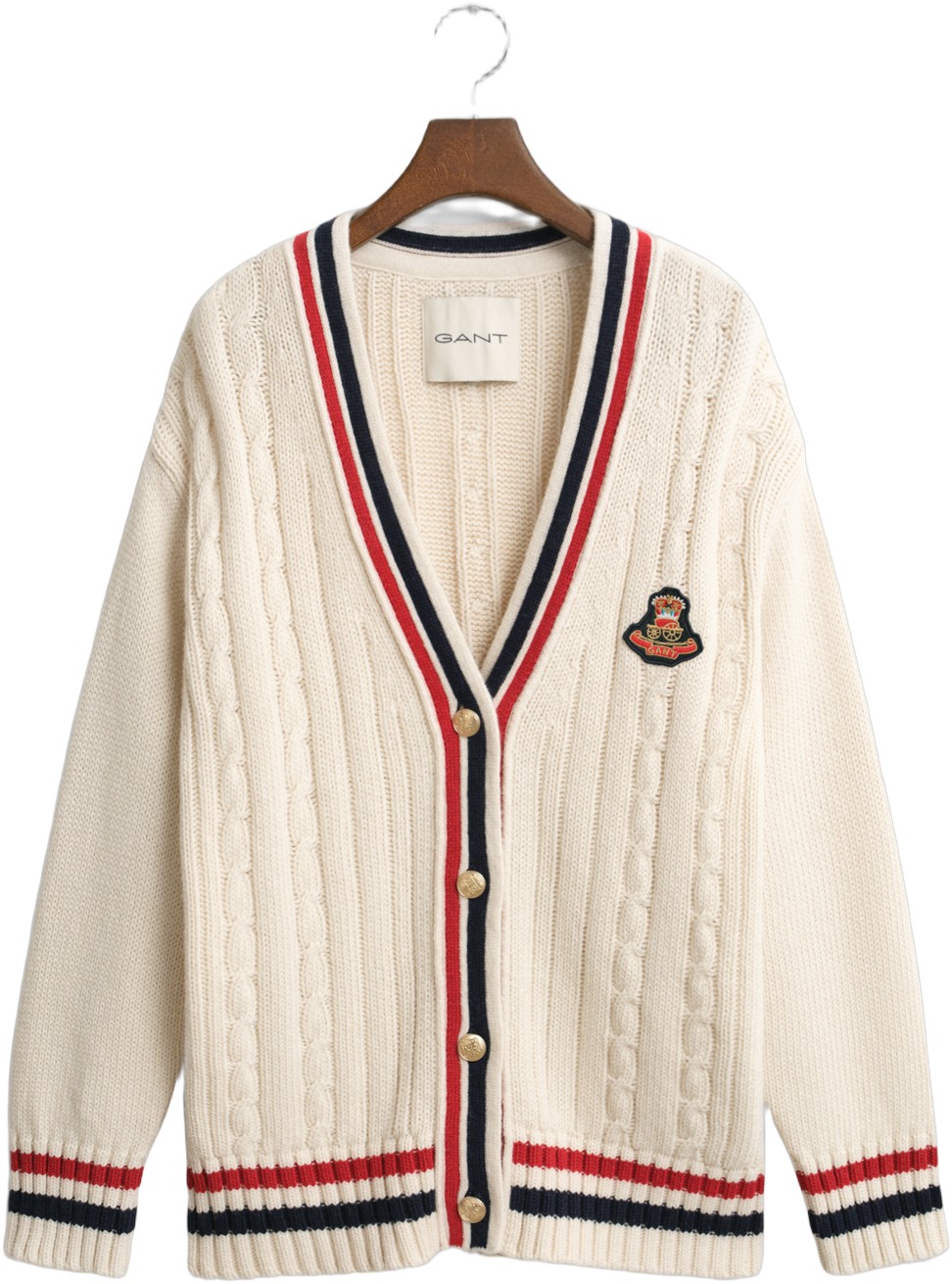Gant Varsity Cable Vneck Cardigan