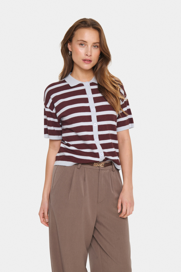 Likamsz Striped Polo Cardigan