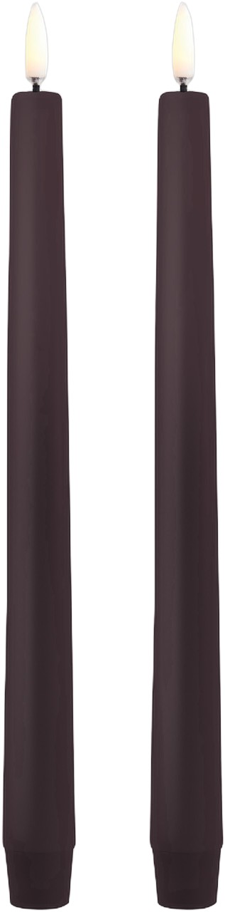 LED Taper Candle, Dusty Mulberry, Smooth, 2pack, 2,3×25 cm