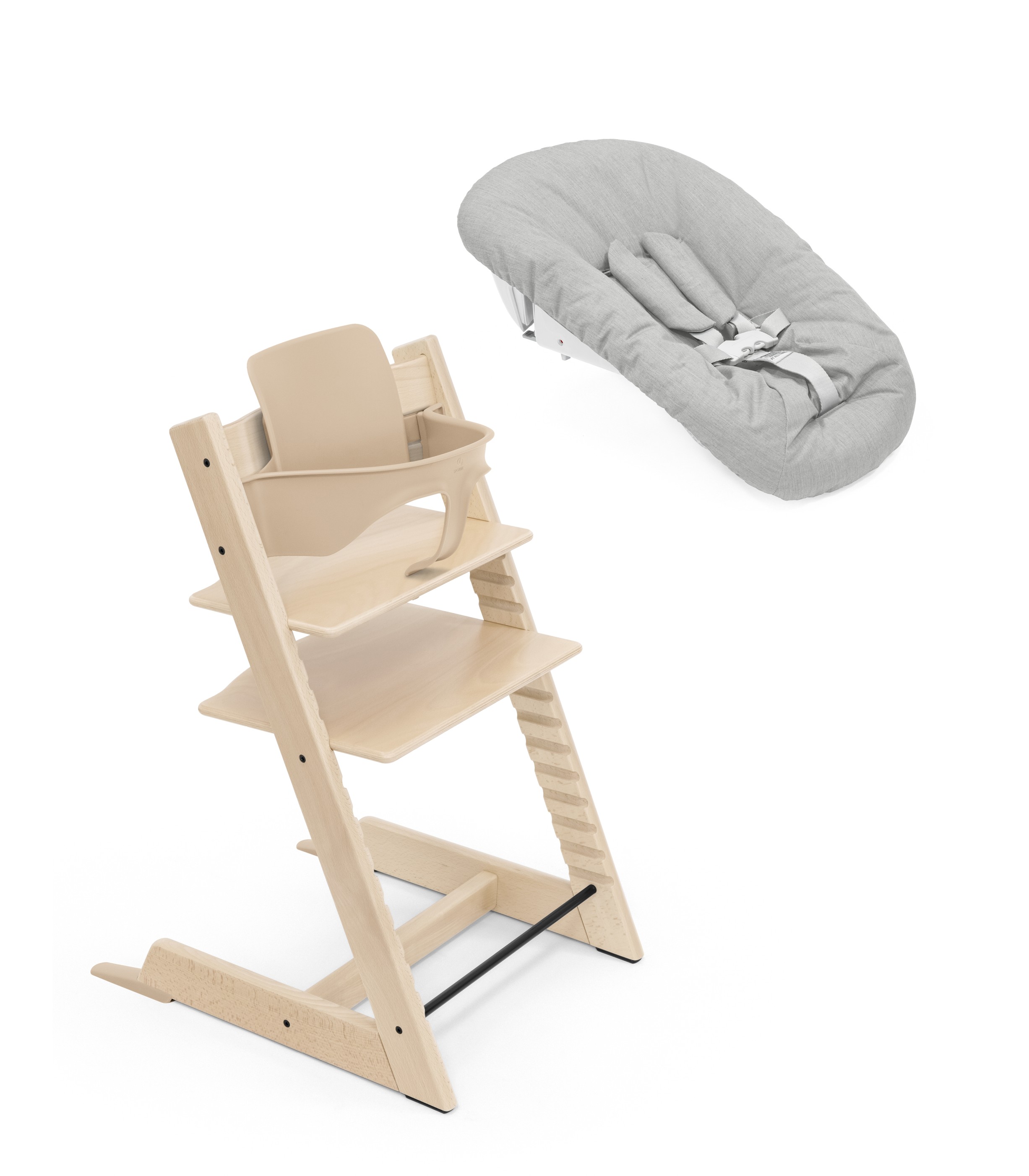 Tripp Trapp Stol Natur + Babyset + Newborn Set Grey