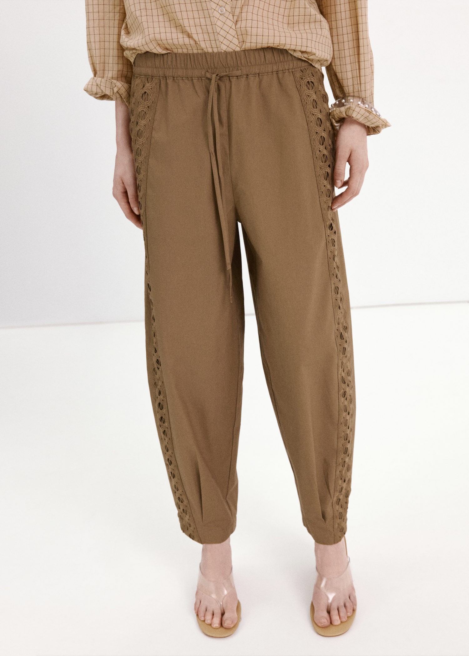 100% Cotton Trousers With Embroider