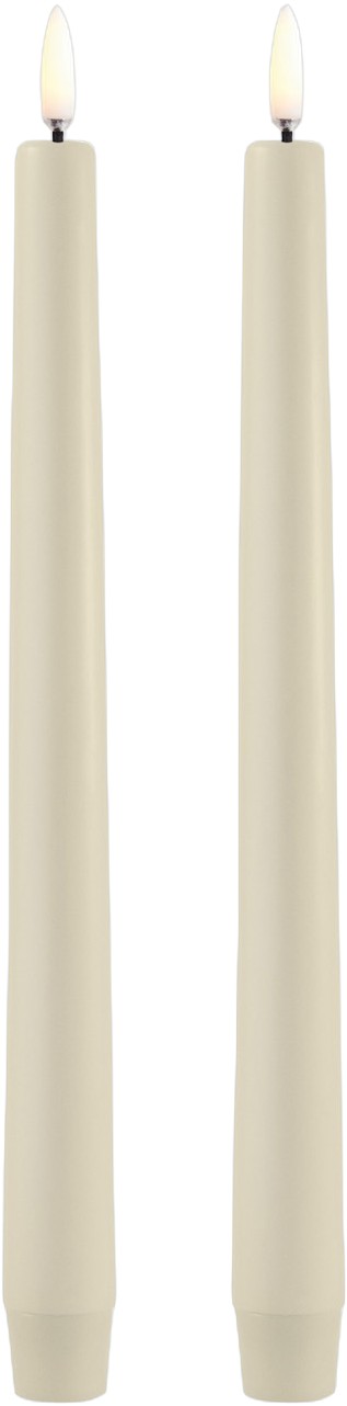 LED Taper Candle, Oyster Grey, Smooth, 2pack, 2,3×25 cm
