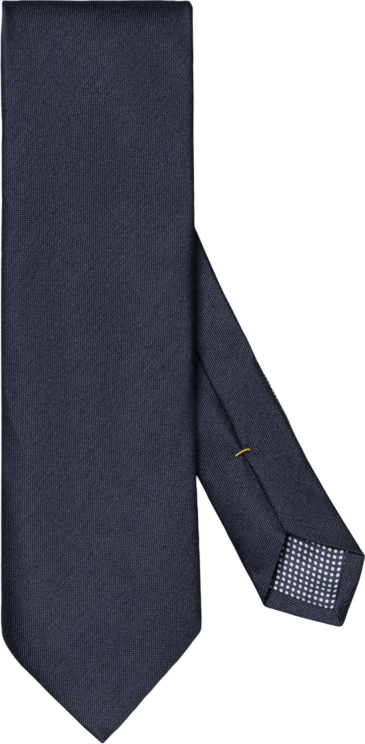 Dark Blue Solid Silk Linen Tie