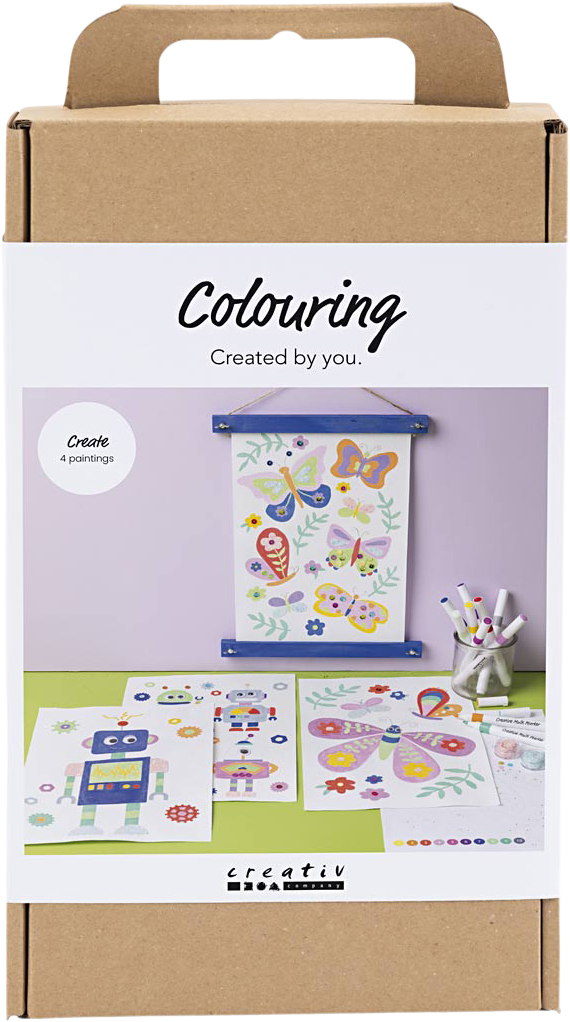 DIY Kit Farvelægning, Sommerfugl og Robot