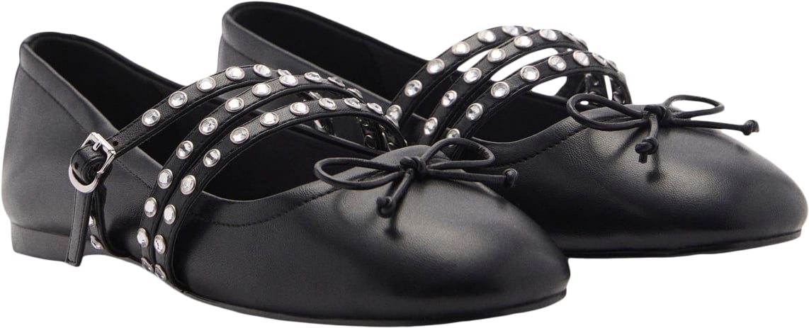 Studded Ballet Flats With Straps