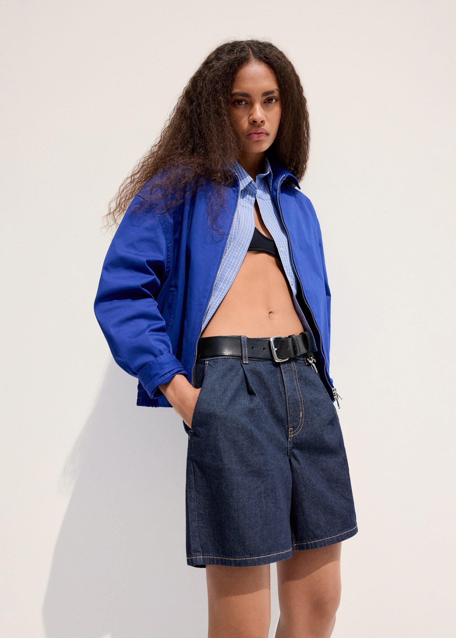Midrise Denim Bermuda Shorts With