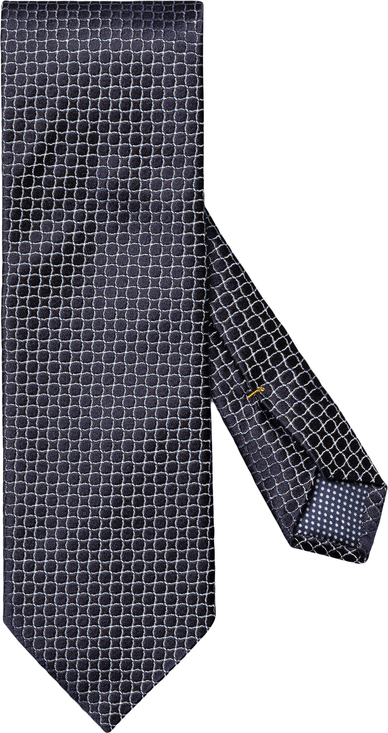 Navy Blue Geometric Woven Silk Tie