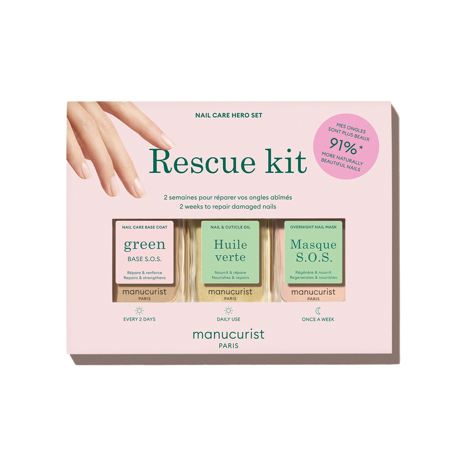 KIT Rescue Kit SOS Base Coat + SOS Mask + Huile Verte