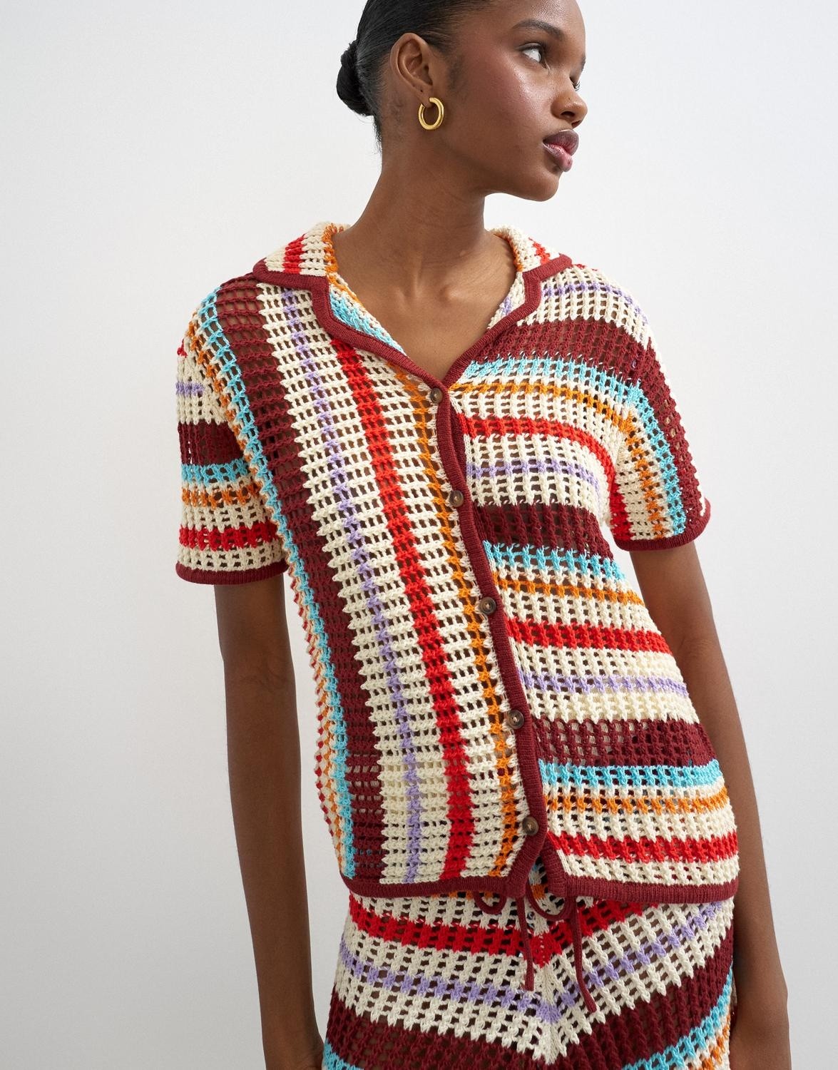 Tsgerdi SS Crochet Striped Knit SHI