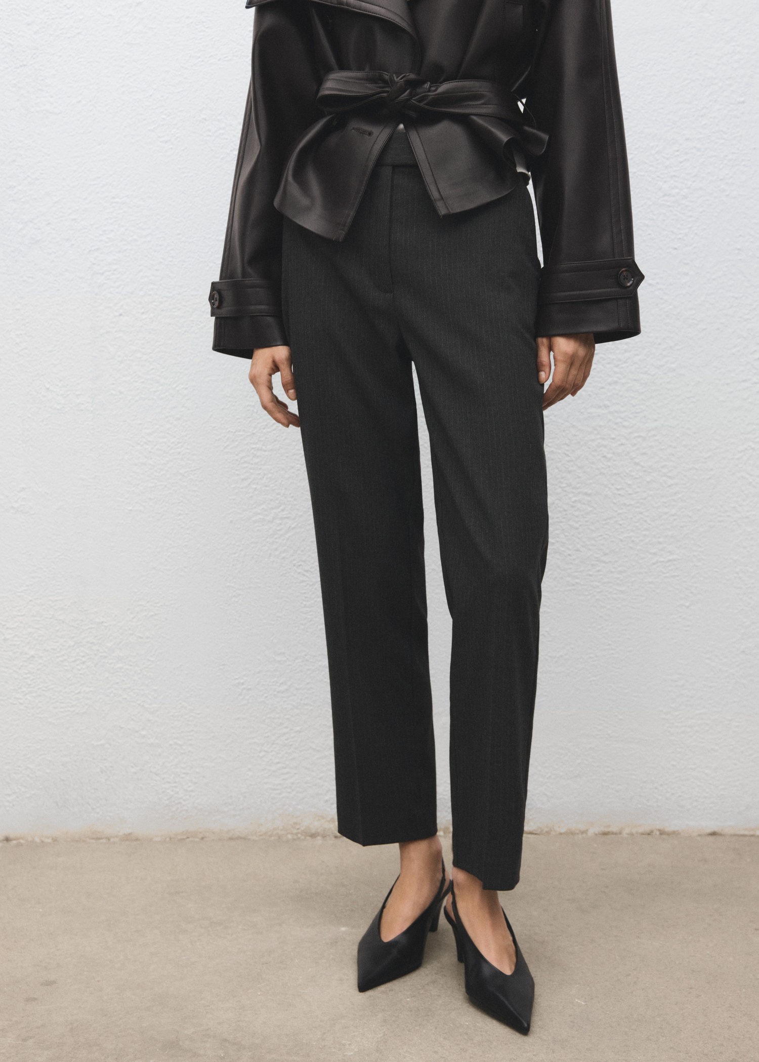 Slim Cropped Pinstripe Trousers