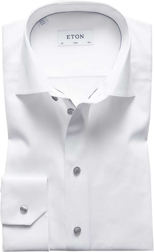 White Twill Shirt Grey Details Slim Fit