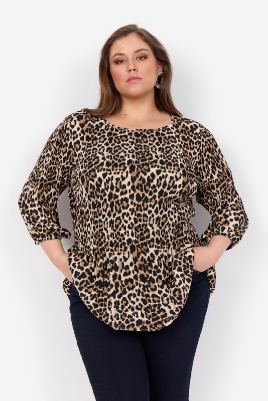 Curvy Wavanja 1 Bluse Camel