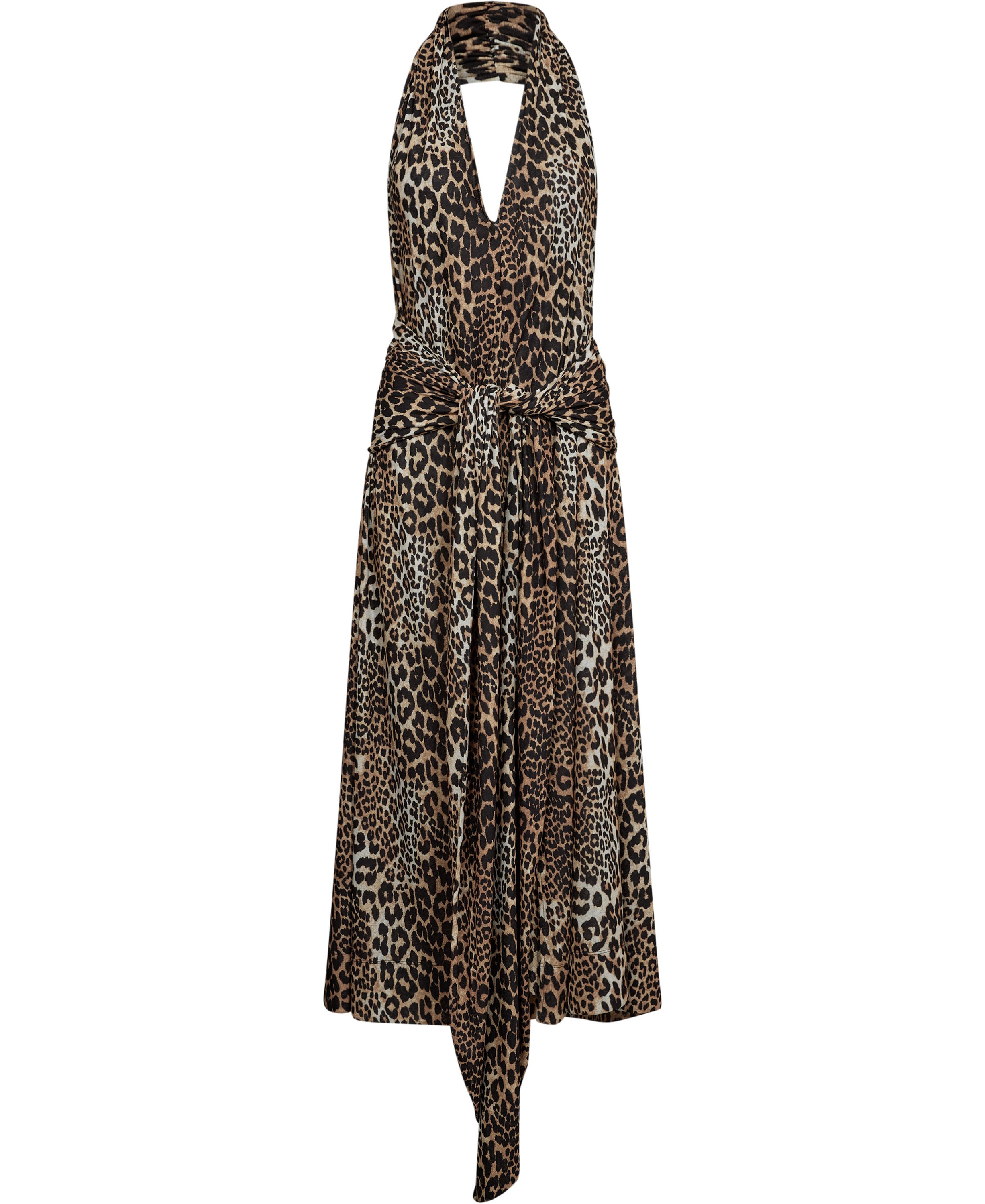 Printed Marl Mesh Halter Neck Long