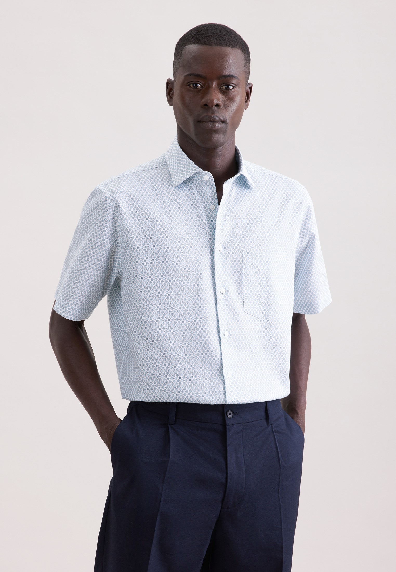 Business Shirt Regular 1/2 Kentcollar Print