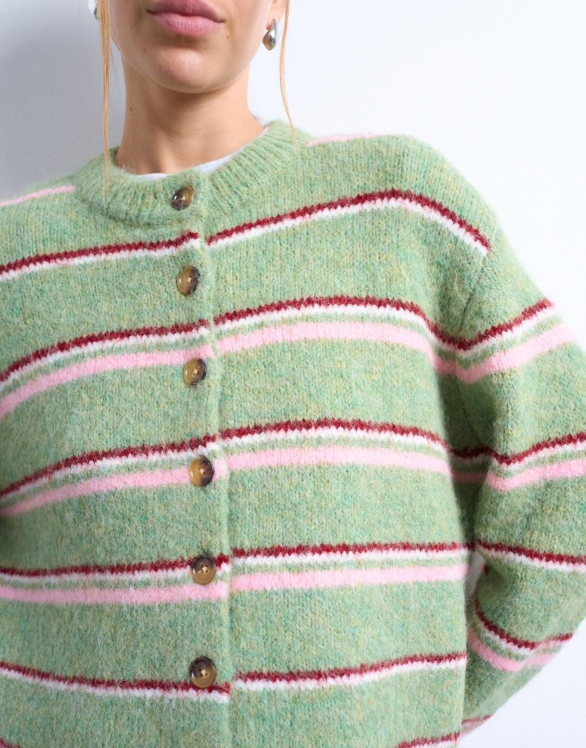 Tscaro Stripe LS Oneck Cardigan