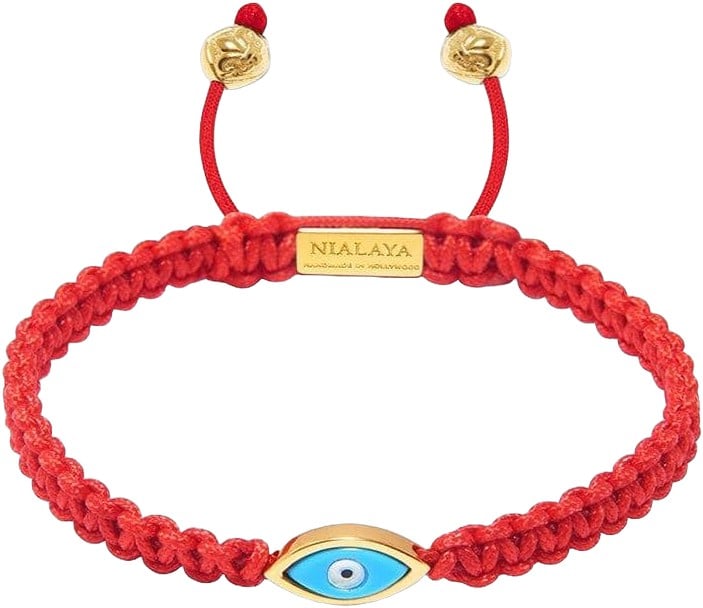 Men's Red String Bracelet With Gold Evil Eye