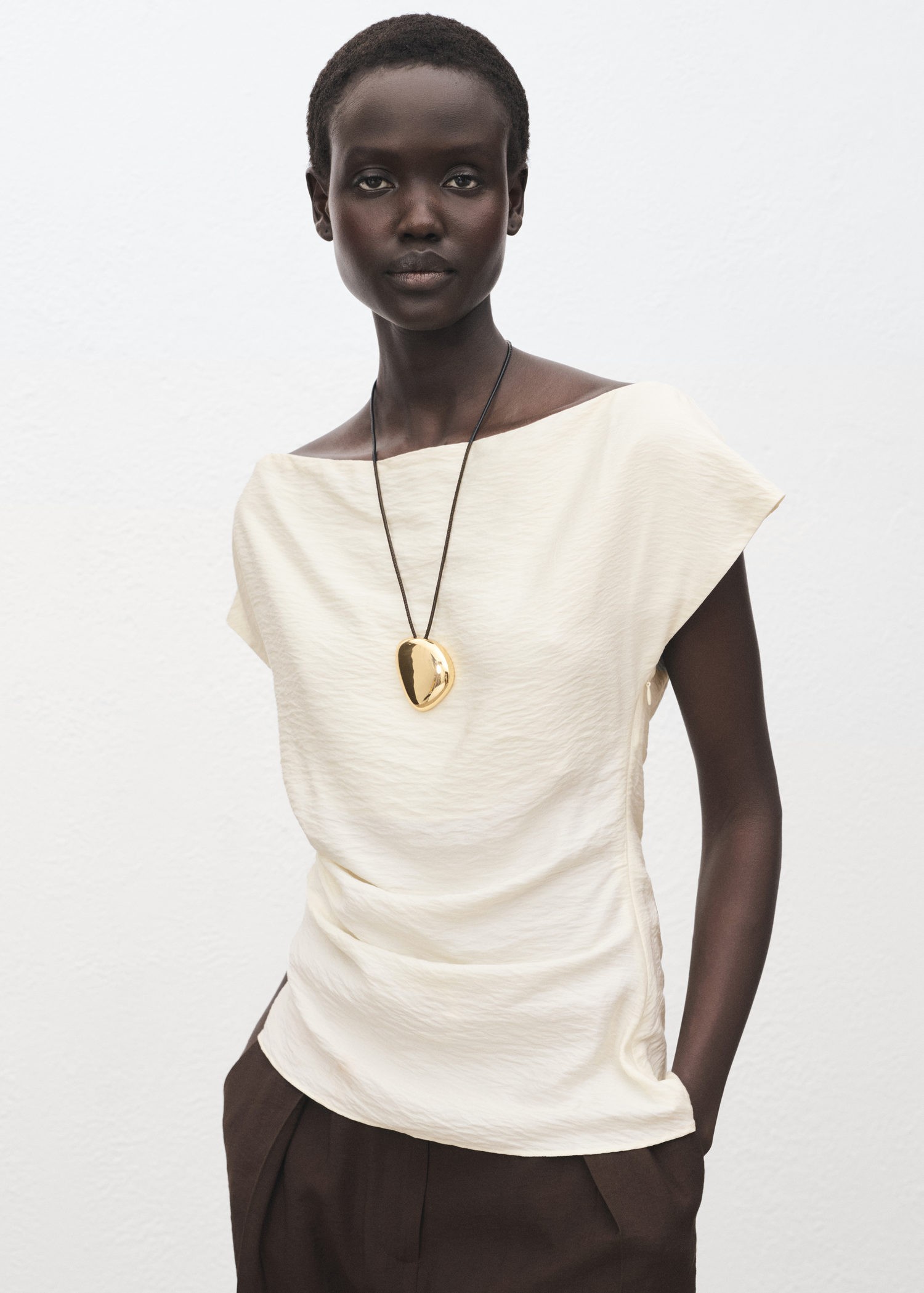 Modal Blouse With Asymmetrical Coll