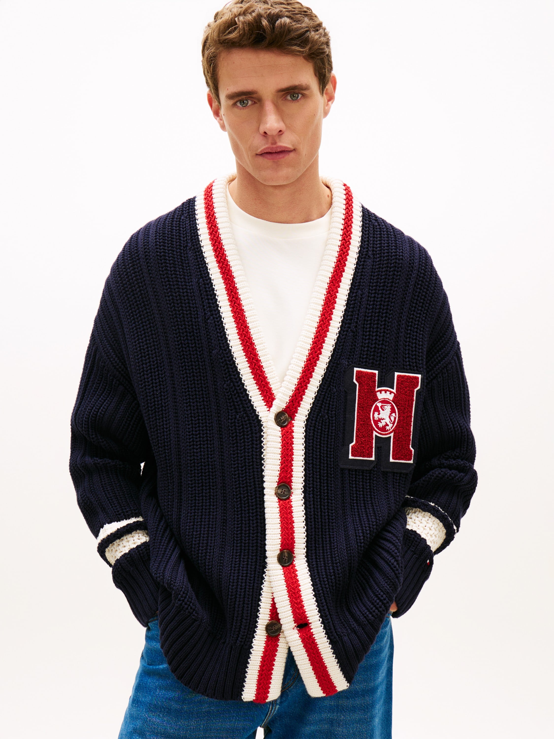 Chunky Ribknit Letterman Cardigan
