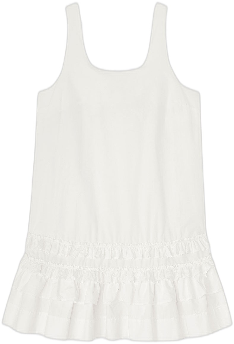 Cotton Poplin Uneck Mini Dress